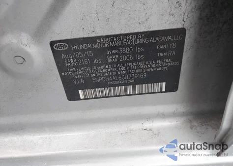 2016 Hyundai Elantra Se из США, поврежденный, VIN 5NPDH4AE6GH739169